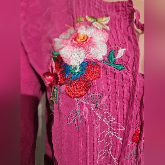 JOHNNY WAS Embroidered cupro rayon Boho Top.Project / Repurpose Piece. - Picture 7 of 16
